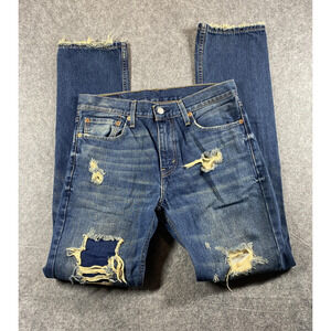 Levi's Jeans Mens 32x34 Blue 511 Slim Fit Distressed Ripped & Repair 04511